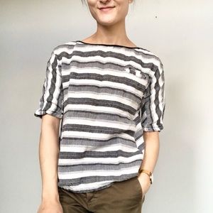 Ace and Jig monochromatic mixed stripes gauzy top